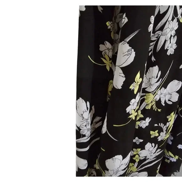 Worthington JCPenney Women's black floral short sleeves wrap dress xl - Picture 3 of 8